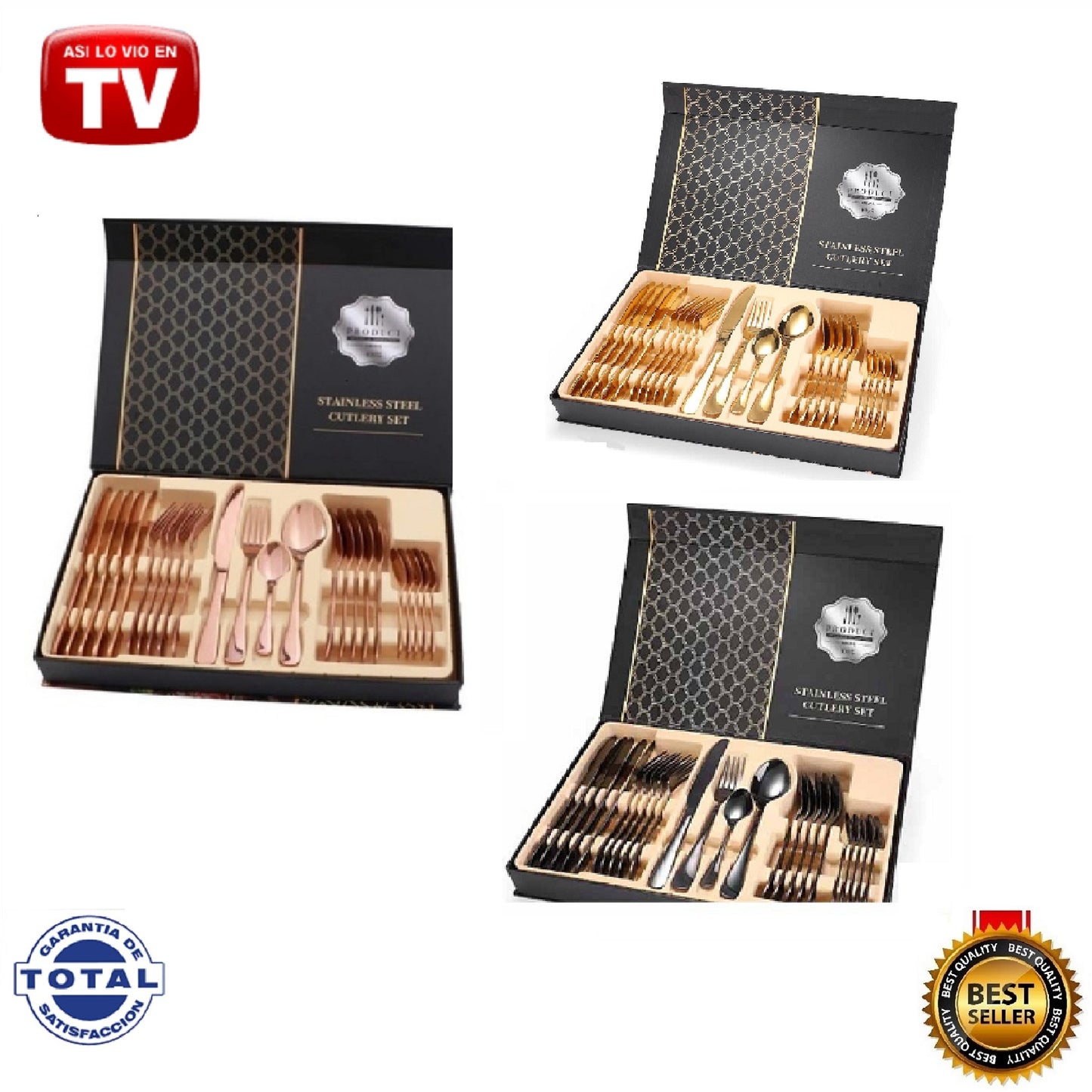 JUEGO CUBIERTOS TV ACERO INOXIDABLE 24 Pzs