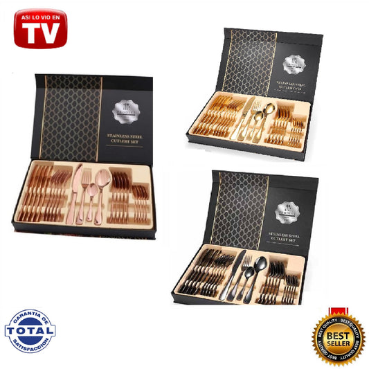 JUEGO CUBIERTOS TV ACERO INOXIDABLE 24 Pzs
