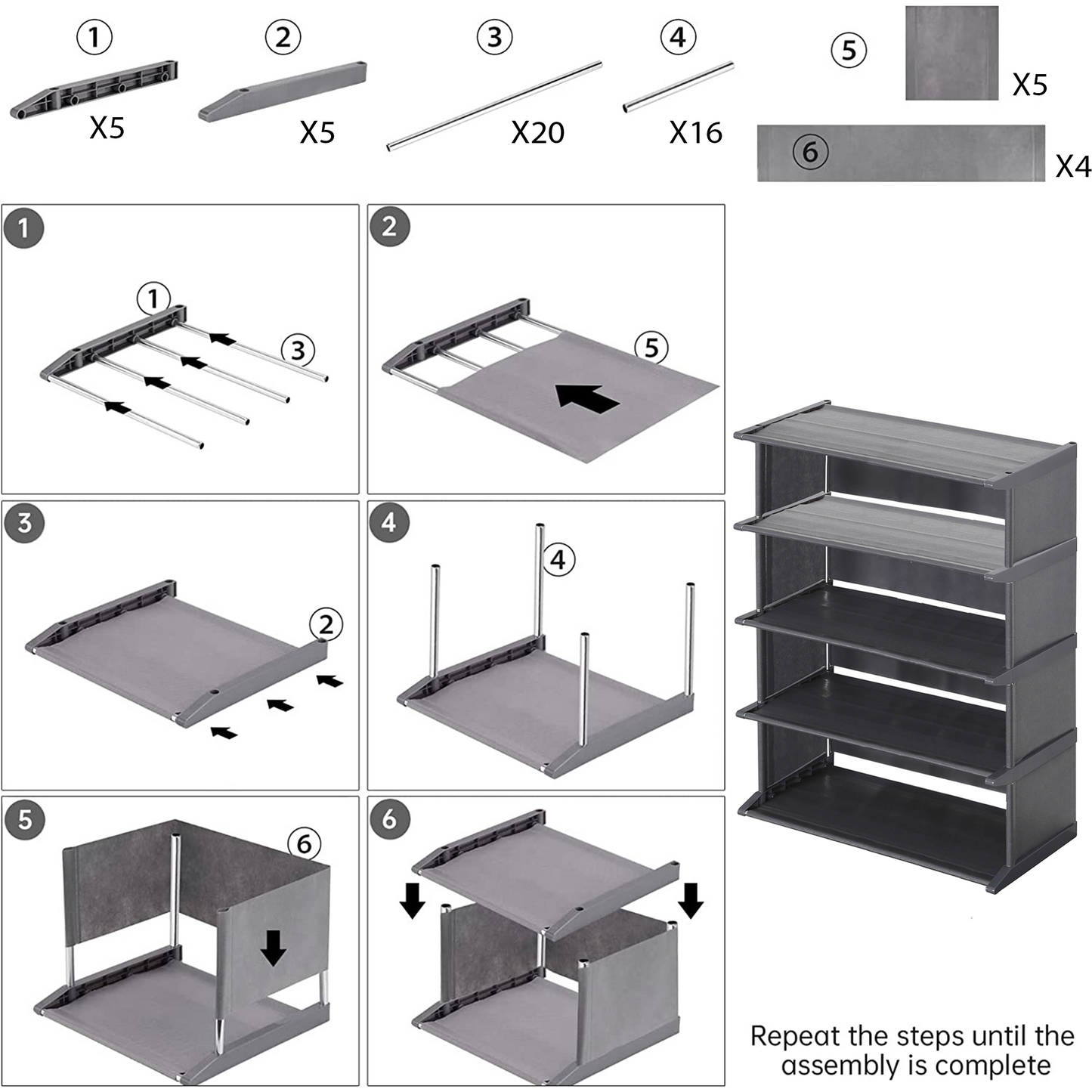 Zapatero 5 Niveles Metalico Tela Fuerte