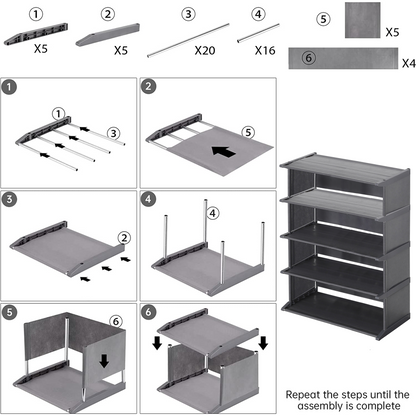 Zapatero 5 Niveles Metalico Tela Fuerte